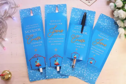 Cartão com Lápis ou Caneta- Natal