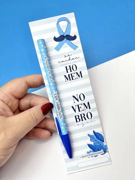 Cartão com Lápis ou Caneta- Novembro Azul