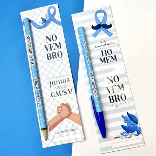 Cartão com Lápis ou Caneta- Novembro Azul