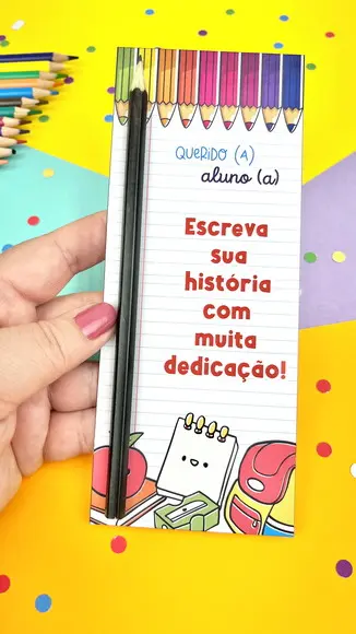 Cartão com Lápis ou Caneta- Volta as Aulas