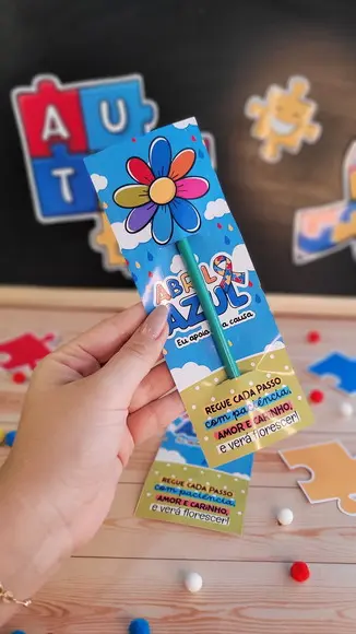 Cartão com Lápis- Autismo- Abril Azul