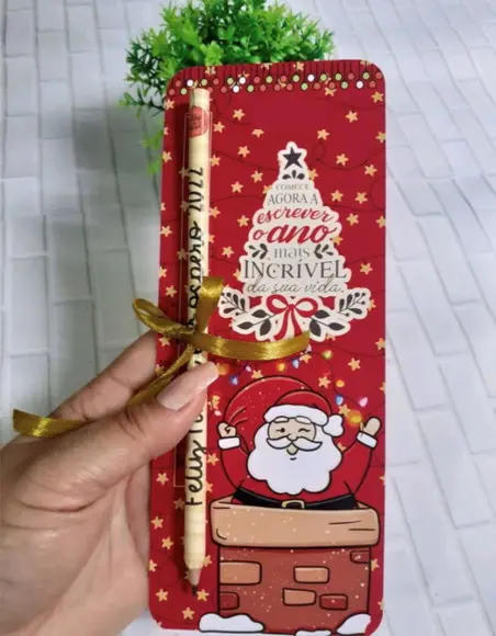 Cartão com Lápis- Boas Festas