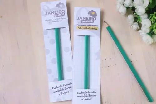 Cartão com Lápis- Janeiro Branco