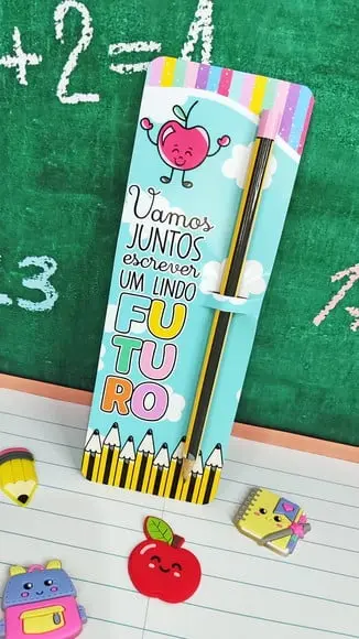 Cartão com Lápis- Volta as Aulas