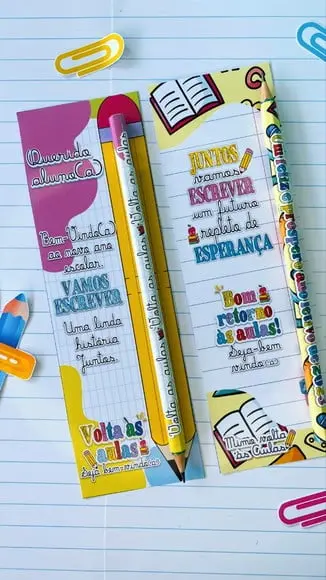 Cartão com Lápis- Volta as Aulas