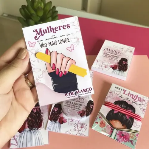 Cartão com Mini Lixa- Dia da Mulher