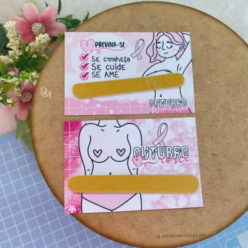 Cartão Com Mini Lixa- Outubro Rosa