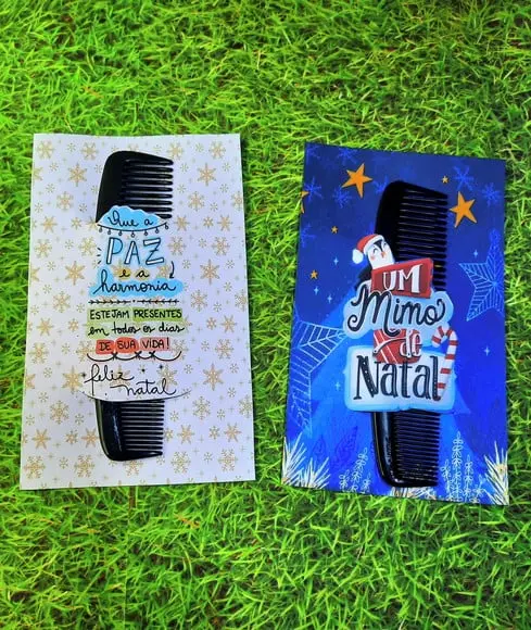 Cartão com Pente de Bolso- Natal