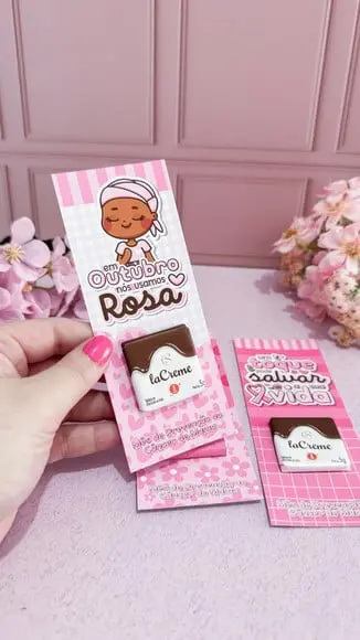 Cartão com Tablete Cacau Show 5g- Outubro Rosa