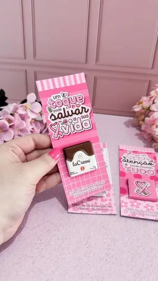 Cartão com Tablete Cacau Show 5g- Outubro Rosa