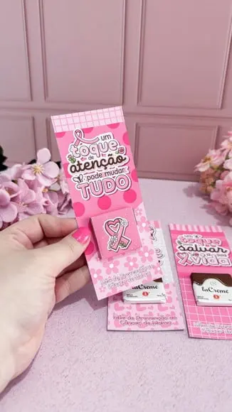 Cartão com Tablete Cacau Show 5g- Outubro Rosa
