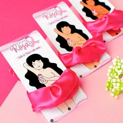 Cartão com Xuxinha Scrunchie- Outubro Rosa