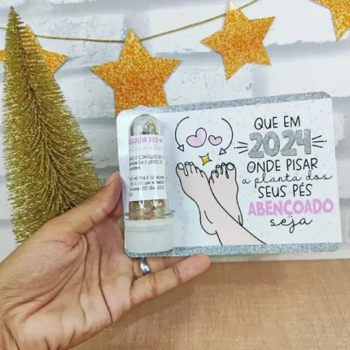 Cartão e Tubete com Escalda Pés- Boas Festas