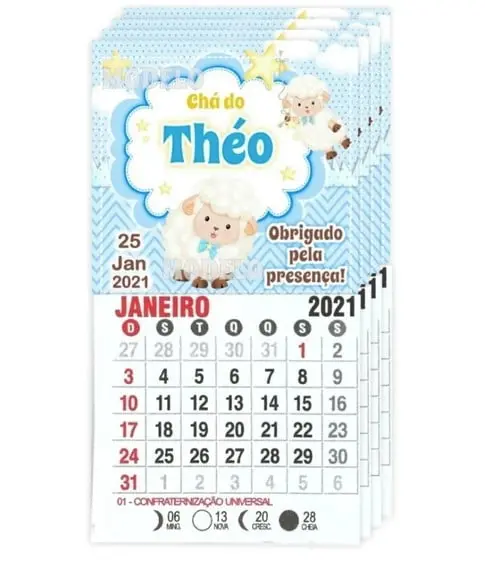 CHÁ DE BEBÊ LEMBRANCINHA- CALENDÁRIO COM IMÃ