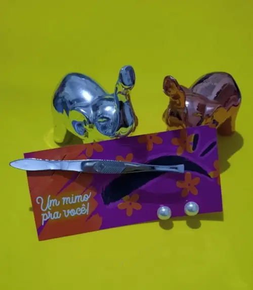 Dia da Mulher- Card com Pinça e Brinco