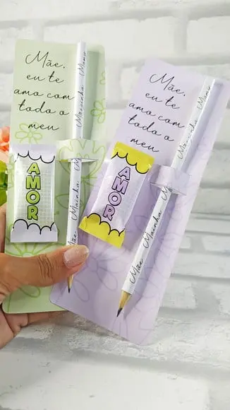 Dia das Mães- Cartão com Balinha e Caneta