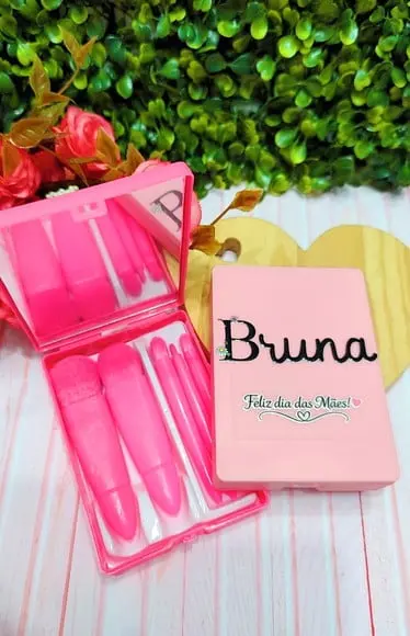Estojo com 5 Mini Pincéis de Maquiagem - Dia das Mães