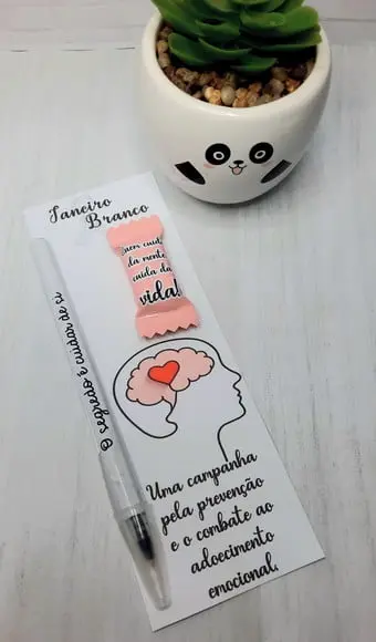 Janeiro Branco- Card com Caneta e Balinha
