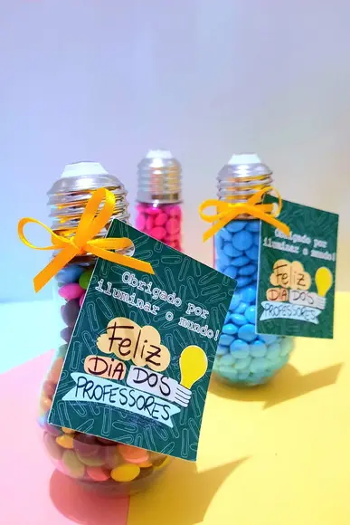 Lâmpada Baleiro com Chocolates-dia dos Professores