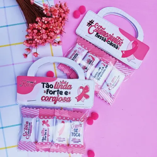 Lapela com 4 Balinhas- Outubro Rosa