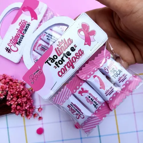 Lapela com 4 Balinhas- Outubro Rosa