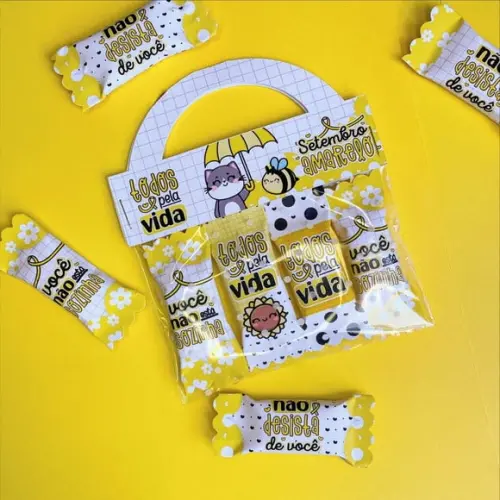 Lapela com 4 Balinhas- Setembro Amarelo -leia a Descrição!