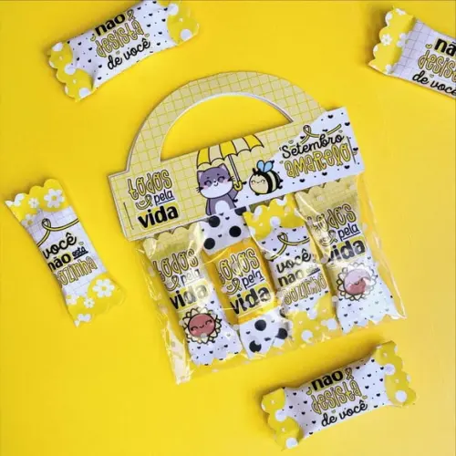 Lapela com 4 Balinhas- Setembro Amarelo -leia a Descrição!