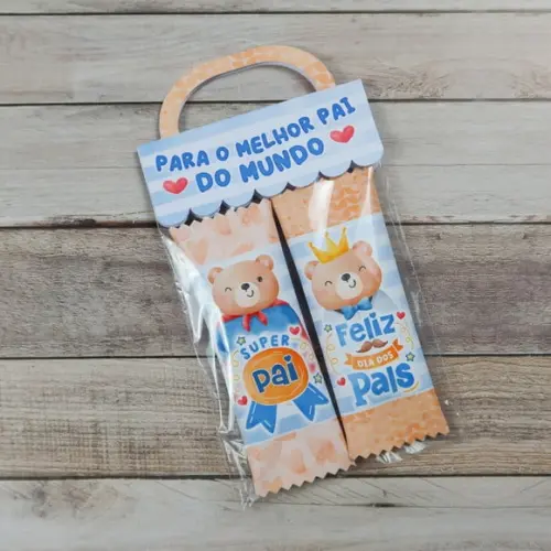 Lapela com Duas Barrinhas de Chocolate 20gr - Dia dos Pais