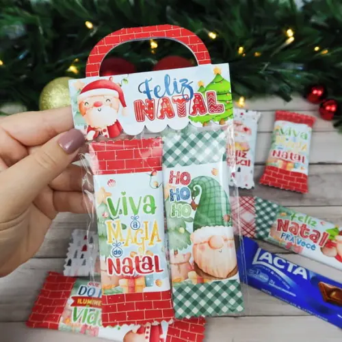 Lapela com Duas Barrinhas de Chocolates 20 Gr - Natal