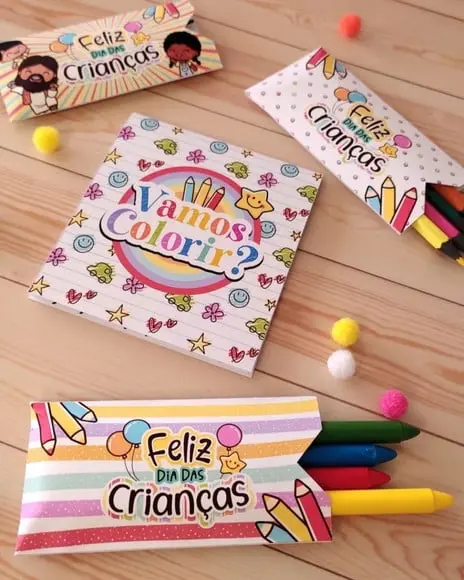 Livrinho Com Mini Lápis De Colorir- Dia Das Crianças