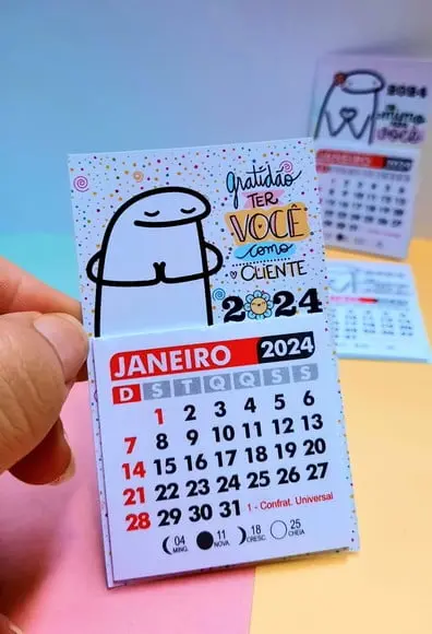 Mini Calendário com Imã- Flork 2024