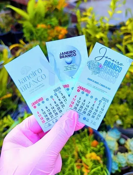 Mini Calendário com Imã- Janeiro Branco (ano Atualizado)