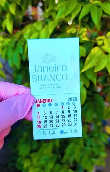 Mini Calendário com Imã- Janeiro Branco (ano Atualizado)
