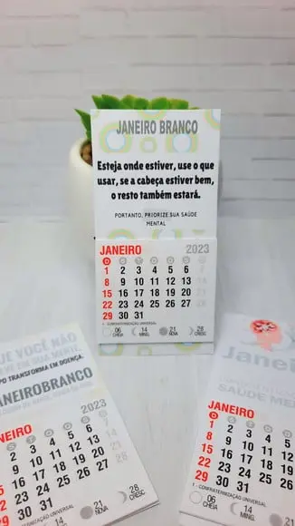 Mini Calendário com Imã- Janeiro Branco/ Saúde Mental