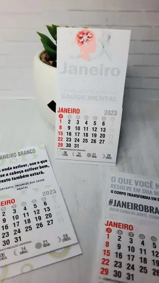 Mini Calendário com Imã- Janeiro Branco/ Saúde Mental
