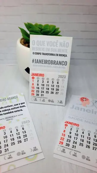 Mini Calendário com Imã- Janeiro Branco/ Saúde Mental