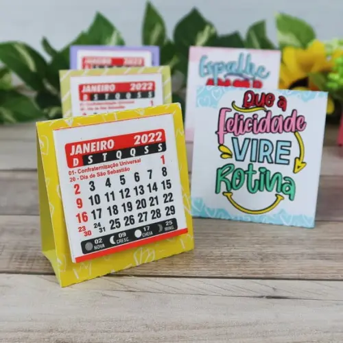 Mini Calendário de Mesa 2024- Ano Novo