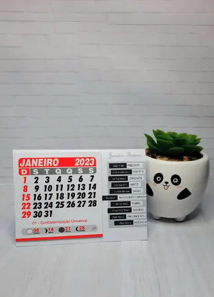 Mini Calendário de Mesa- Janeiro Branco/ Saúde Mental