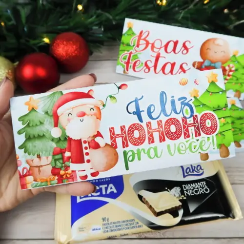 Natal- Caixinha com Barra de Chocolate 90g