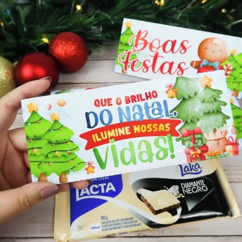 Natal- Caixinha com Barra de Chocolate 90g