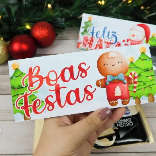 Natal- Caixinha com Barra de Chocolate 90g