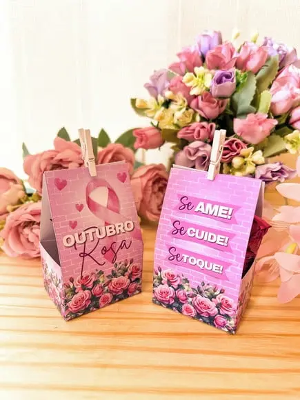 Porta Bombom com Bombom- Outubro Rosa
