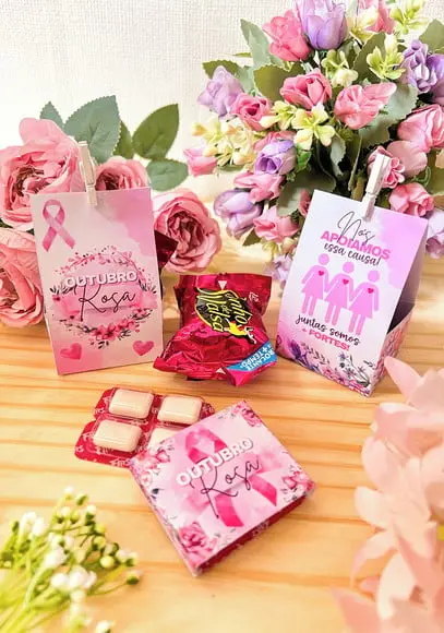 Porta Bombom com Bombom- Outubro Rosa