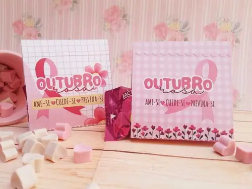 Porta Bombom com Bombom- Outubro Rosa