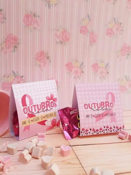 Porta Bombom com Bombom- Outubro Rosa