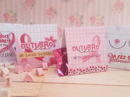 Porta Bombom com Bombom- Outubro Rosa