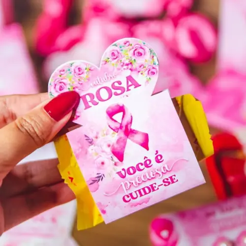 Porta Bombom com Bombom- Outubro Rosa