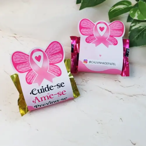Porta Bombom com Bombom- Outubro Rosa
