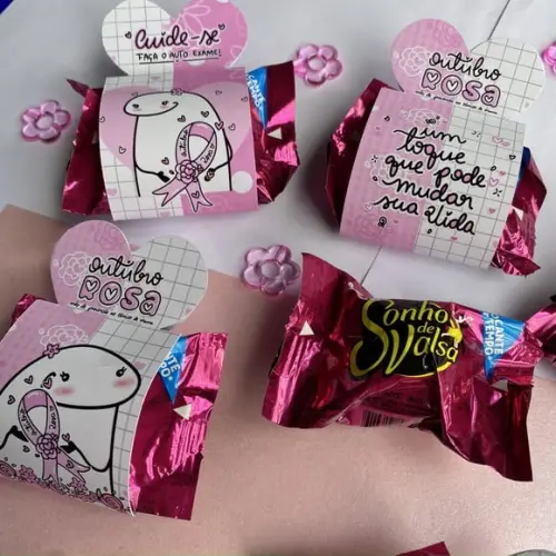 Porta Bombom com Bombom- Outubro Rosa