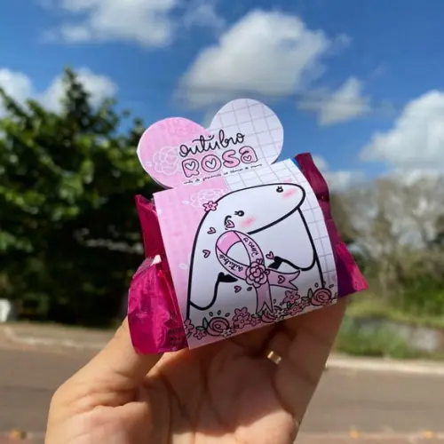 Porta Bombom com Bombom- Outubro Rosa